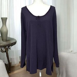 Venezia Jeans Vintage Eggplant Purple Tunic Sweater Scoop Neck Sz 22/24 3X